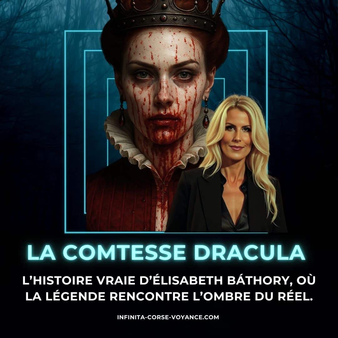 Portrait symbolique d’Élisabeth Báthory, la Comtesse Dracula, analysée par Sophie Vitali, médium et experte du paranormal.