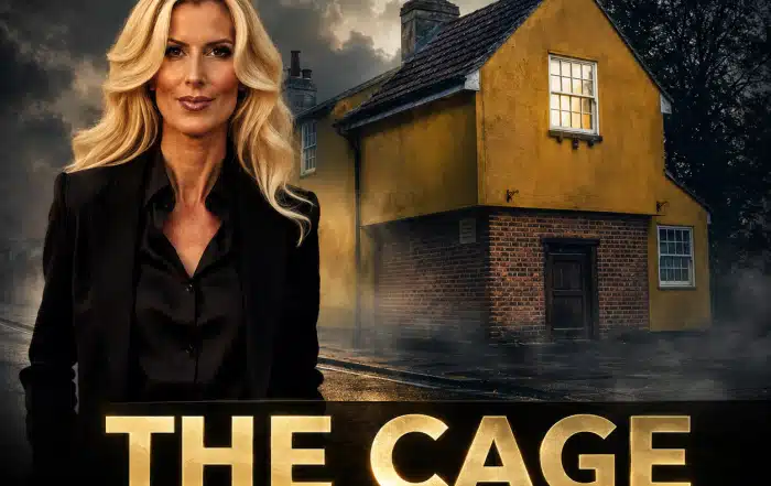 Sophie Vitali devant The Cage, ancienne prison de St Osyth réputée maison la plus hantée d’Angleterre