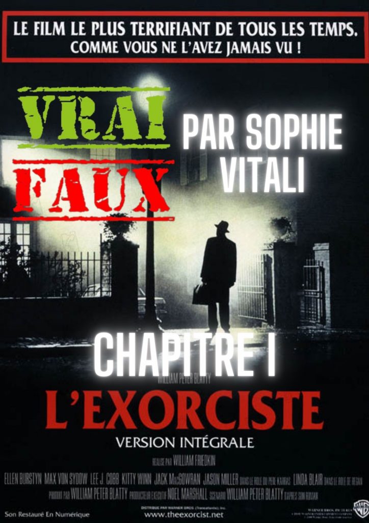 Affiche du film culte L’Exorciste de 1973, représentant une scène d'exorcisme emblématique - La véritable histoire par Sophie Vitali célèbre médium, parapsychologue/experte du paranormal