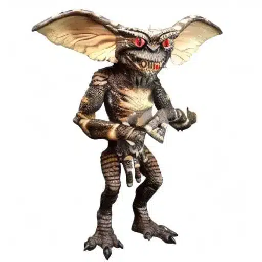 Créature Gremlin aux grandes oreilles, griffes et yeux rouges, inspirée de l’univers du film Gremlins de 1984