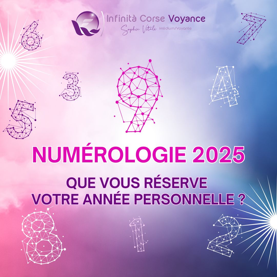 Numérologie 2025 : Que vous réserve votre année personnelle ? - Prédictions numérologiques gratuites avec un numérologue qualifié du cabinet de voyance de Sophie Vitali célèbre médium et voyante corse