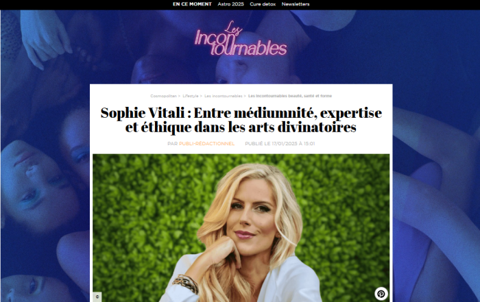 Sophie Vitali célèbre médium, experte du paranormal et voyante corse dans le magazine Cosmopolitan