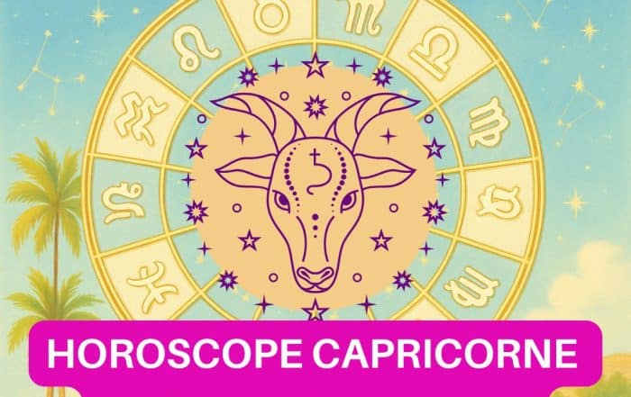 Illustration astrologique du signe Capricorne pour l’horoscope août 2025 gratuit, complet et détaillé de Sophie Vitali