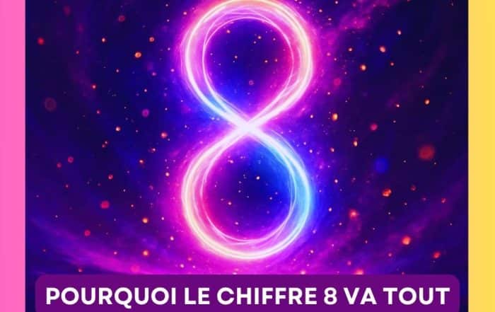 Chiffre 8 lumineux illustrant la transformation spirituelle en numérologie durant le mois d’août 2025, selon le blog de Sophie Vitali