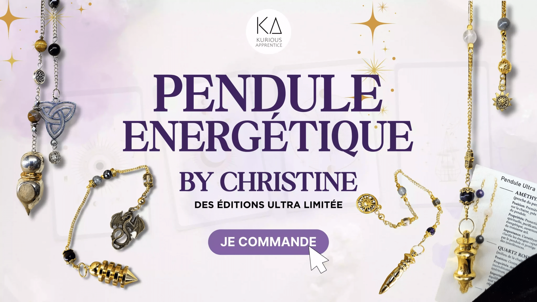 Pendule énergétique by Christine en édition limitée, création exclusive disponible dans la boutique ésotérique Kurious Apprentice