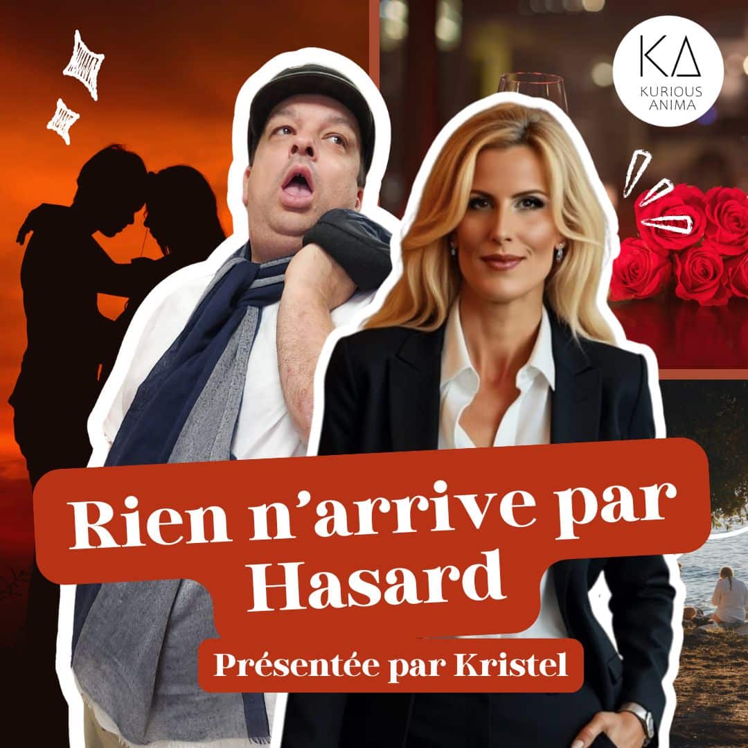 Affiche officielle de l’émission “Rien n’arrive par Hasard”, présentée par Kristel sur la chaîne Kurious Anima. Cette émission spéciale réunit Sophie Vitali, médium, love coach et créatrice d’Infinita Corse Voyance, et Didier Santiago, humoriste et intervenant spirituel. Ensemble, ils abordent les synchronicités de la vie, les rencontres qui bouleversent un destin, et les signes invisibles qui nous guident. Une émission à ne pas manquer pour tous ceux qui s’interrogent sur le hasard, la destinée et les chemins de l’âme.