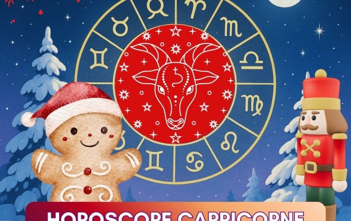 Visuel de l’horoscope Capricorne décembre 2025 avec ambiance hivernale et symboles astrologiques