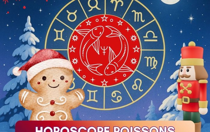Illustration de l’horoscope Poissons décembre 2025 avec symboles astrologiques et ambiance intuitive