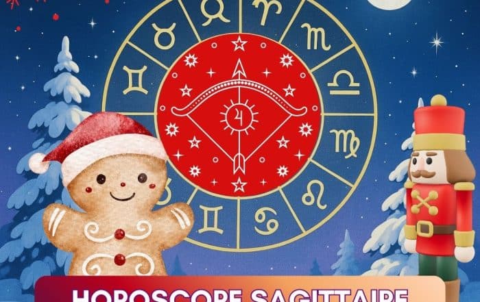 Horoscope Sagittaire décembre 2025 avec signes astrologiques et ambiance hivernale symbolique