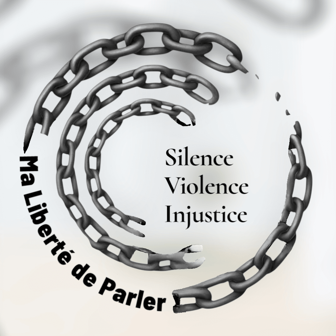 Chaînes brisées symbolisant la libération du silence, de la violence et de l’injustice – logo de l’association Ma Liberté de Parler créée par Aline Peugeot