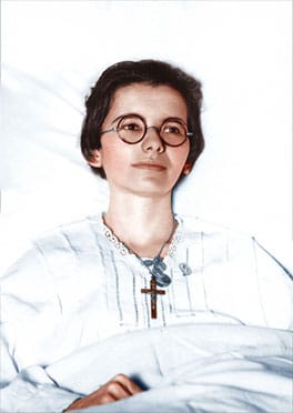 Portrait symbolique illustrant la dimension mystique et spirituelle de Marthe Robin, figure au centre de l’enquête de Sophie Vitali et Didier Santiago sur la foi, les stigmates et le mystère religieux.