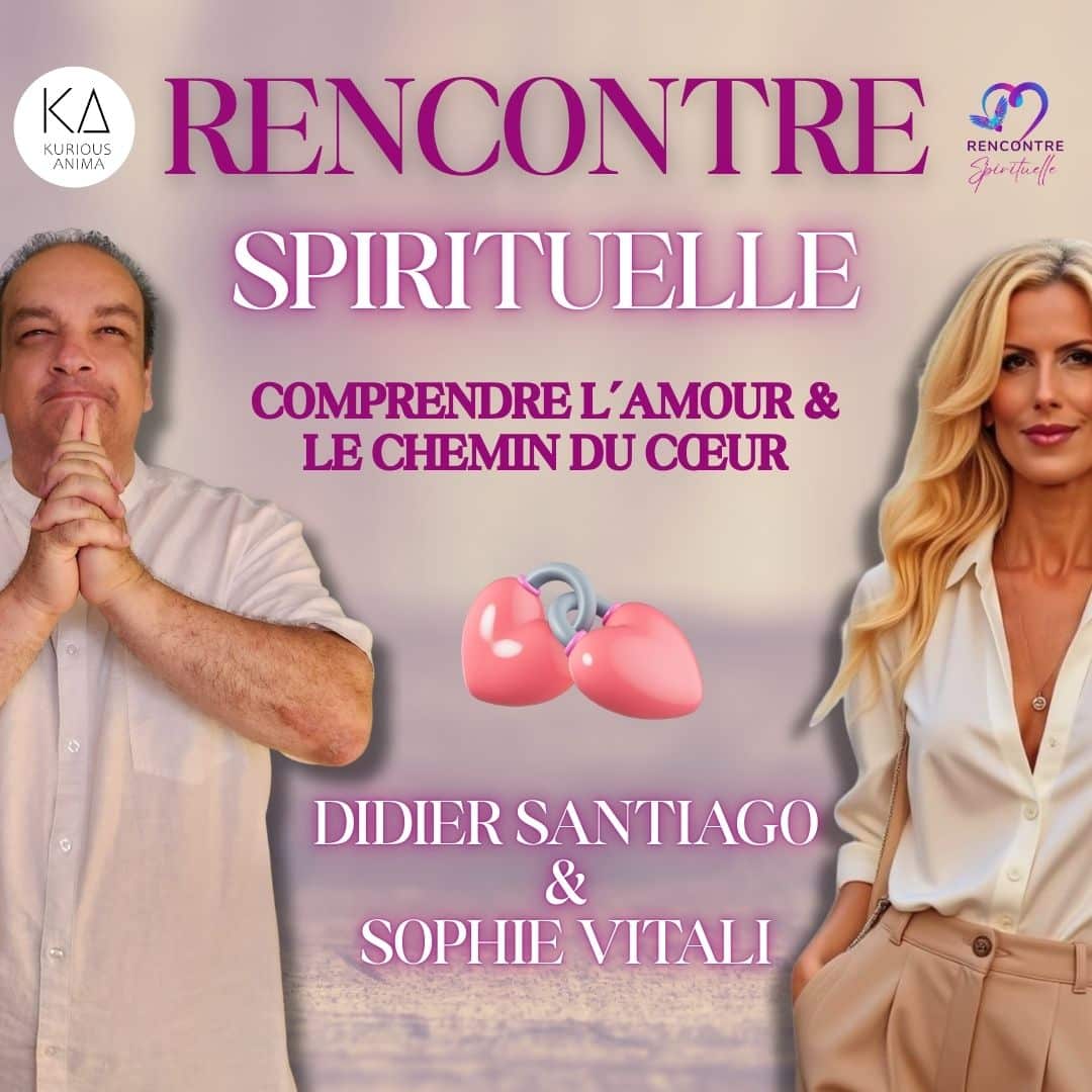 Affiche officielle du Speed Dating Spirituel 2025-2026 avec Sophie Vitali et Didier Santiago, un événement de rencontre spirituelle pour âmes conscientes.