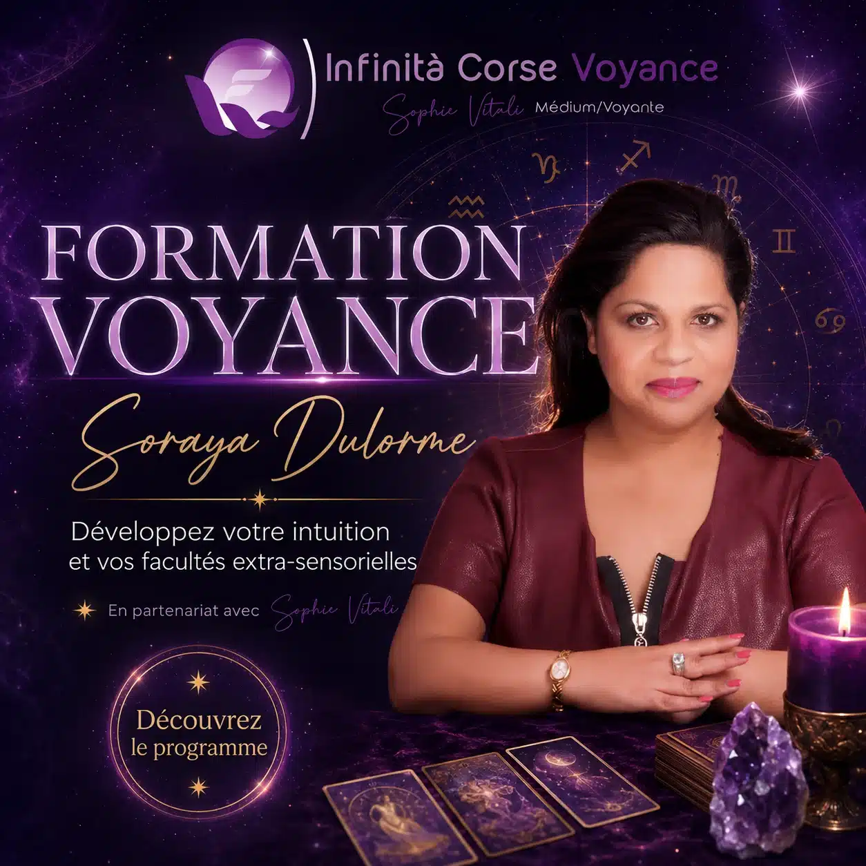 Formation voyance Soraya Dulorme recommandée par Sophie Vitali sur Infinita Corse Voyance